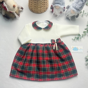 Vestido Laço/Xadrez Pequeno Pérola