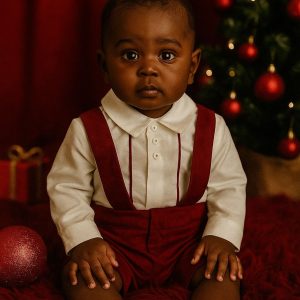 Conjunto Menino Veludo Bordô