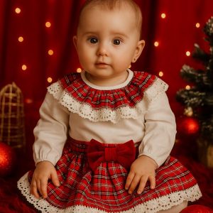 Conjunto Menina Xadrez Vermelho
