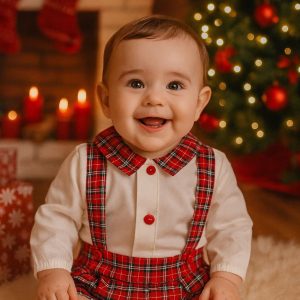 Conjunto Menino Xadrez Vermelho