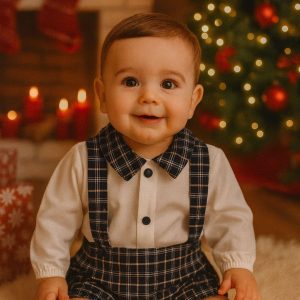 Conjunto Menino Xadrez Marinho