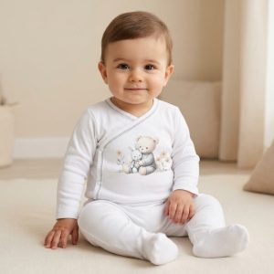 Body + Collant Ursinho com Coelho Cinza