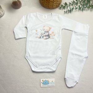 Body + Collant Ursinho com Coelho Cinza