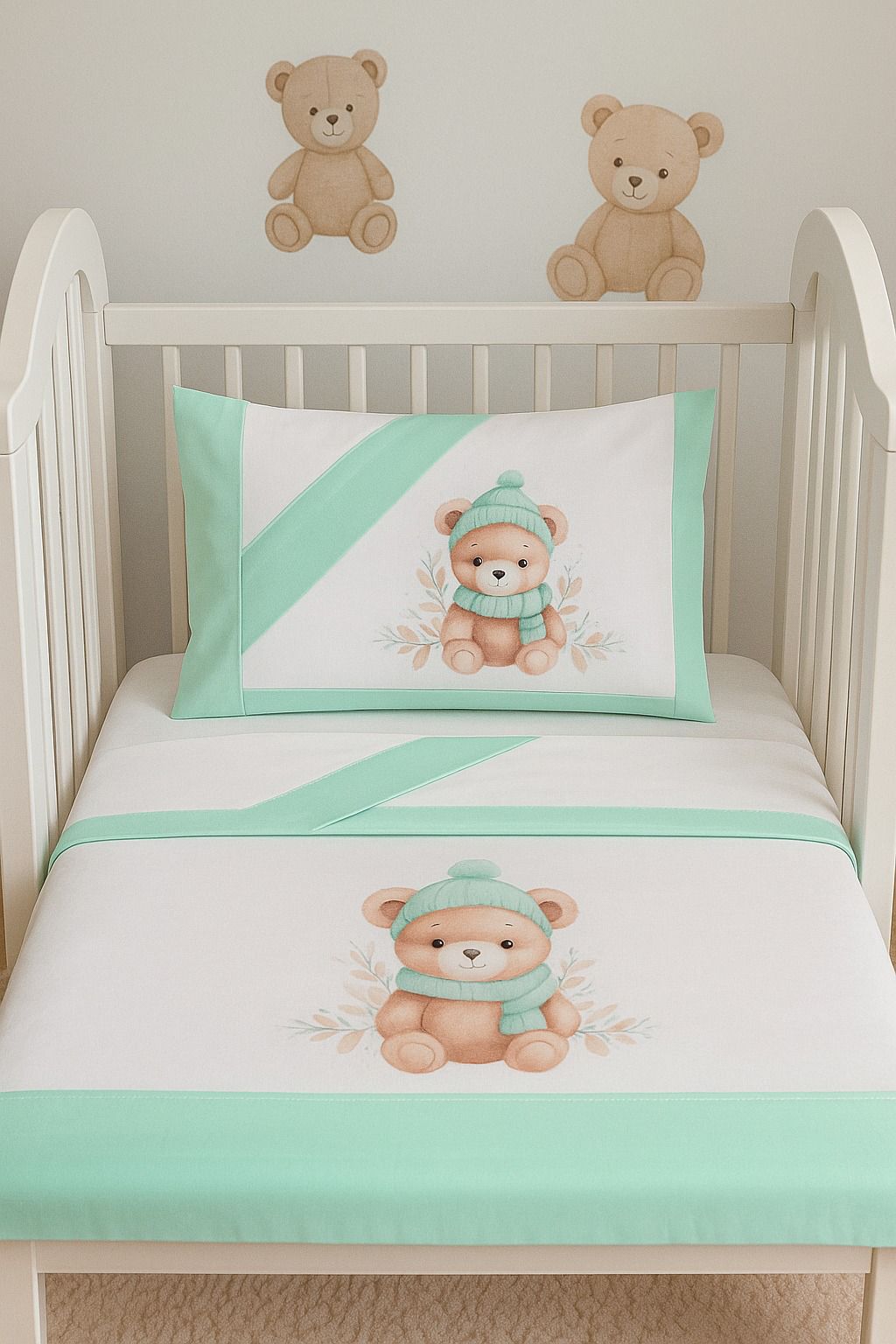 Jogo de Cama Algodão Ursinho Cachecol