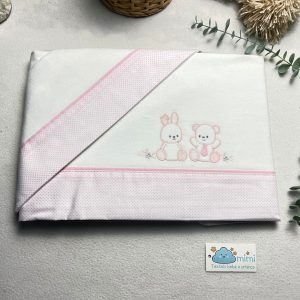 Jogo de Cama Flanela Coelhinho e Urso