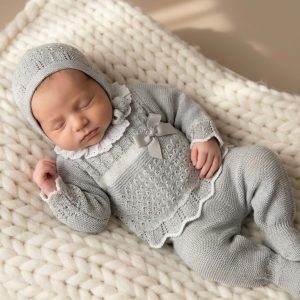 Conjunto Perlé Laço Cinza